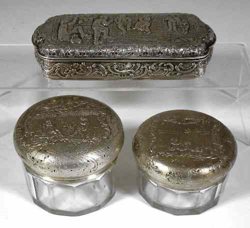A 19th Century Continental silver table snuff or tobacco box