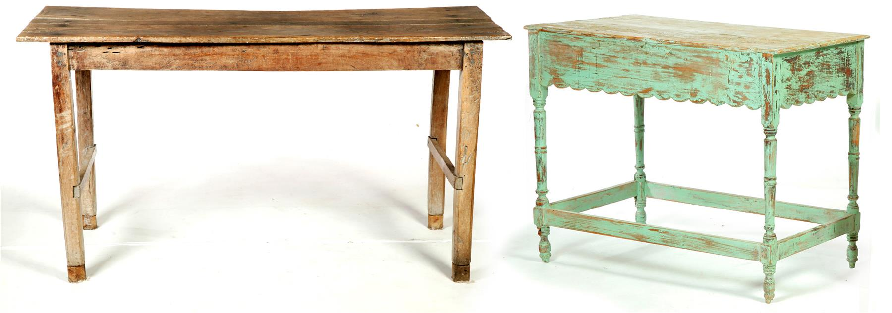 TWO SPANISH COLONIAL TABLES Mexico New Mexico late 19th early