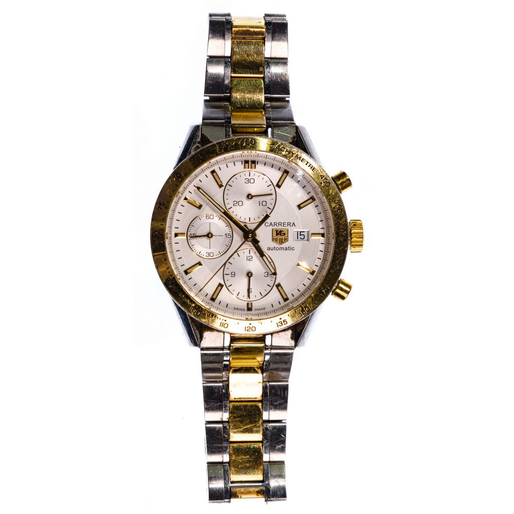 TAG HEUER CARRERA AUTOMATIC CHRONOGRAPH WRISTWATCHHaving a gold plated stainless