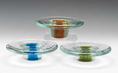 Three Pieces of Murano Glass Heavy glass with slight variation