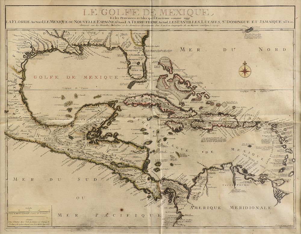 AN ANTIQUE MAP Le Golfe de Mexique PARIS 1717 AN