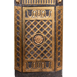 A Swedish Neoclassical Faux Porphyry and Parcel Gilt Pedestal Cabinet