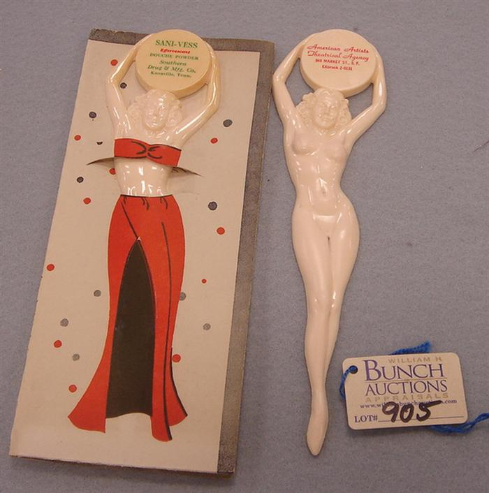 Lot of 2 vintage nude female letter opener One on