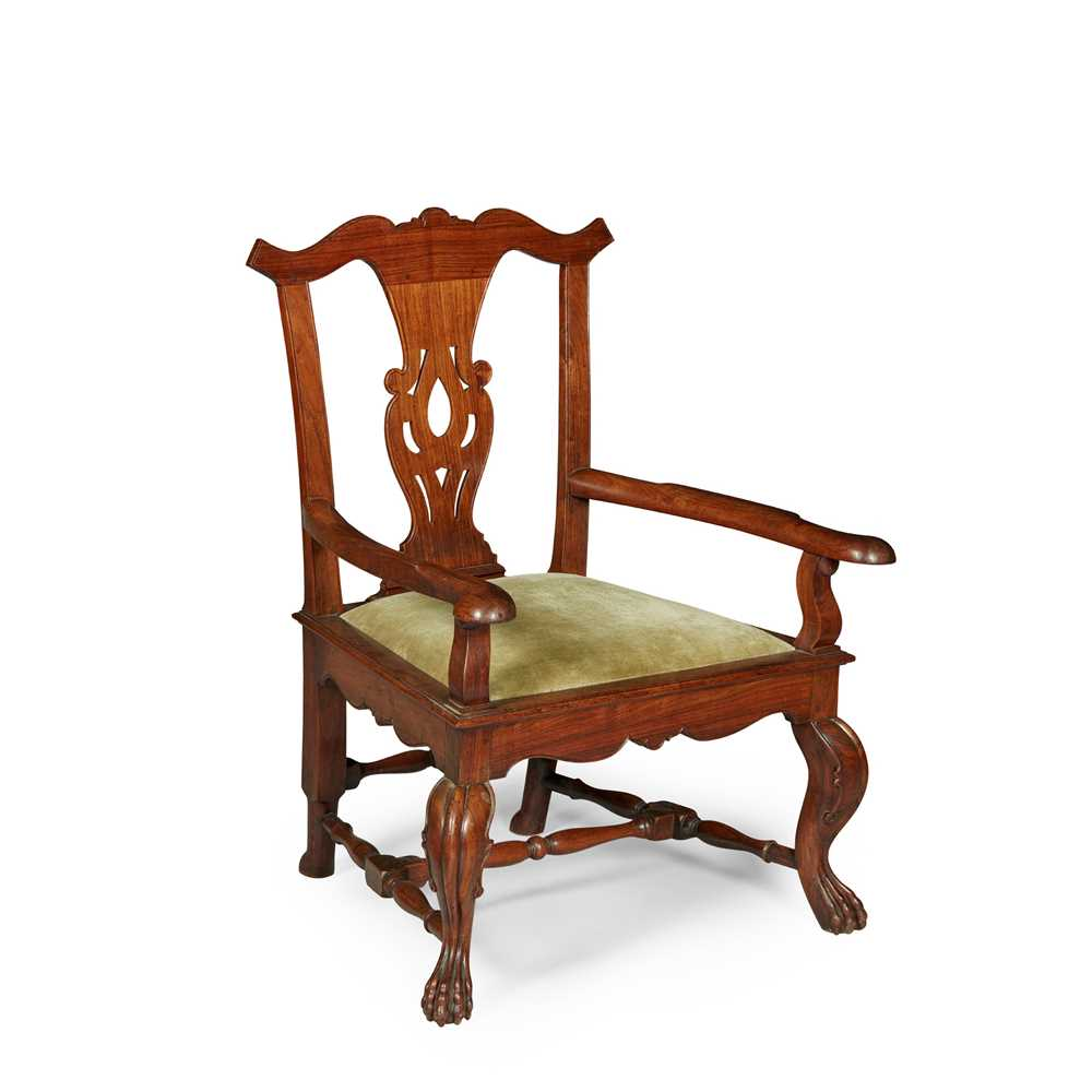 ANGLO INDIAN PADOUK ARMCHAIR MID 18TH CENTURY the serpentine top