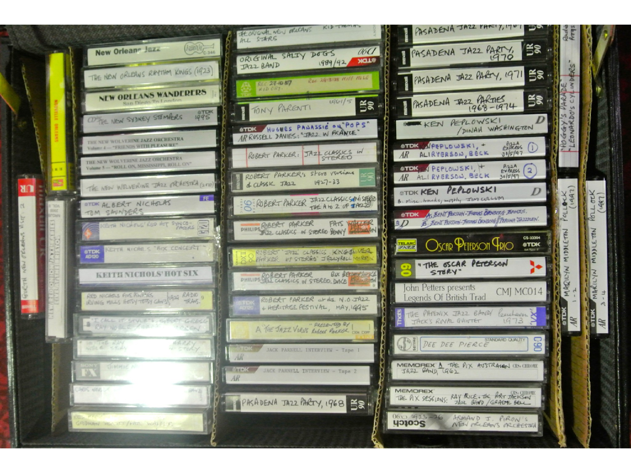 Thirteen attach cases each holding 45 50 jazz related cassettes
