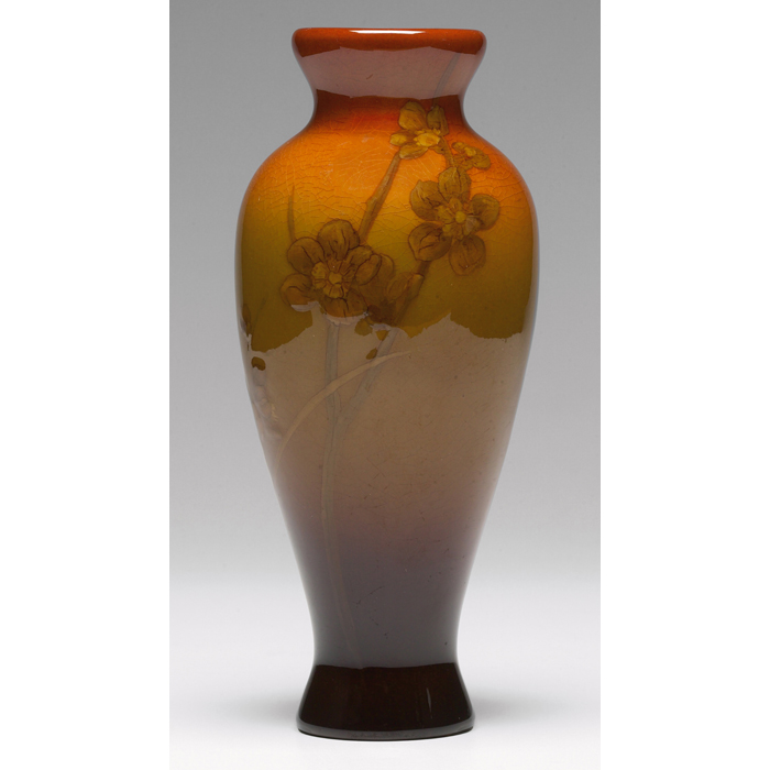 Rookwood vase Standard glaze with a painted design of blossoming