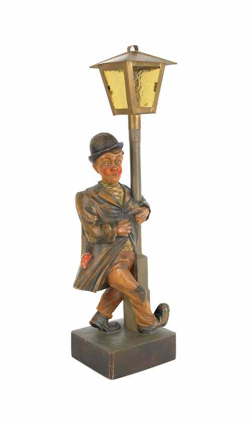 German hand carved wood Whistler figure music box 21 1