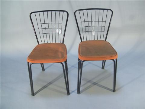 PAIR MODERN BLACK METAL CHAIRS BY DAYSTROM Mid 20th century