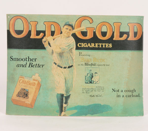 Babe Ruth Old Gold Cardboard Cigarette Display 10 x 13