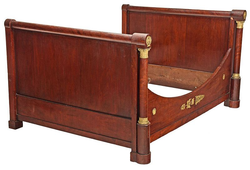 Fine Empire Mahogany and Ormolu Mounted Bedstead probably French circa