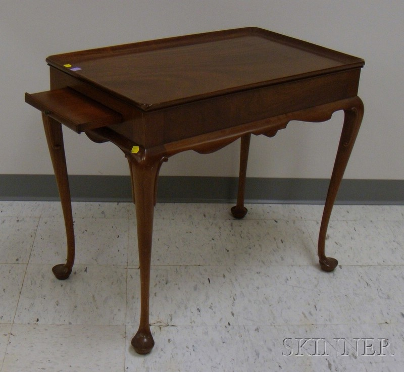 Biggs Queen Anne Style Carved Mahogany Tray top Tea Table