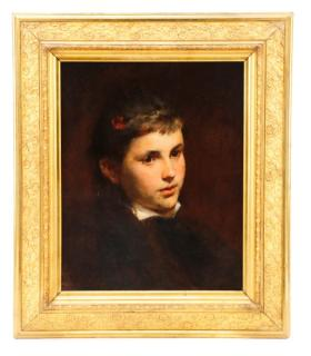 American School Portrait of a Young Girl Oil American School