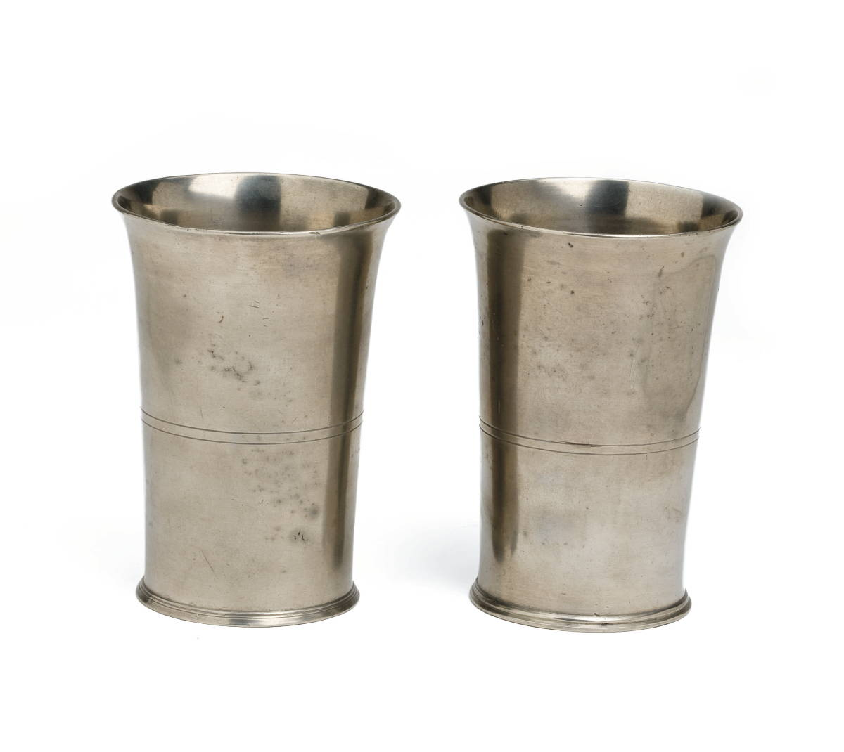 PAIR OF PEWTER BEAKERS THOMAS D BOARDMAN 1784 1873 AND