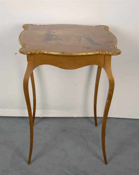 A L 19h E 20th C Painted Top Occasional Table
