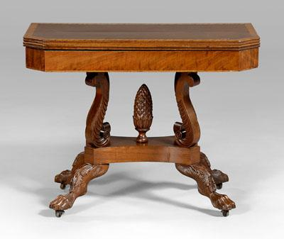 Virginia classical walnut games table walnut and mahogany with tiger