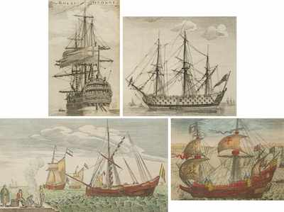 A Collection of Four Antique Maritime Engravings Three of the