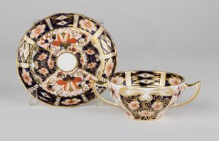 Group Royal Crown Derby bouillon cups and saucers 1912 1928