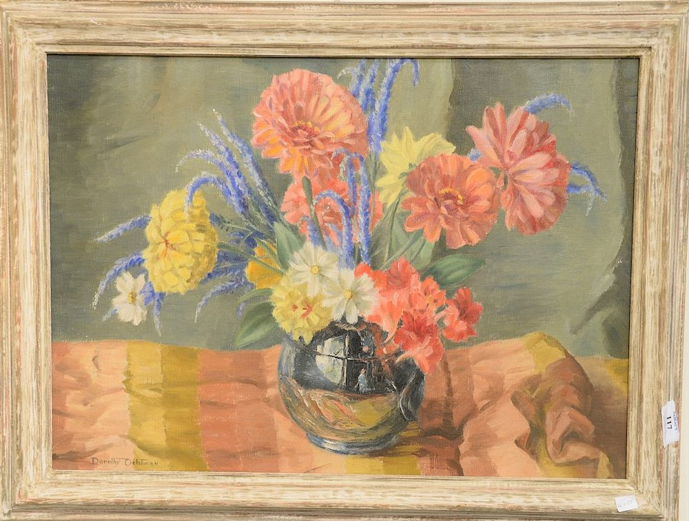 Dorothy Ochtman 1892 1971 oil on canvas Veronica and Zinnias