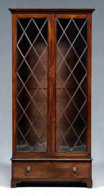 Georgian mahogany bookcase cabinet two glazed doors with diamond mullions
