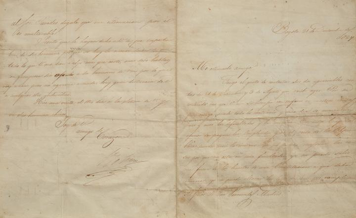 BOLIVAR SIMON Important letter signed to Jos Fern ndez Madrid