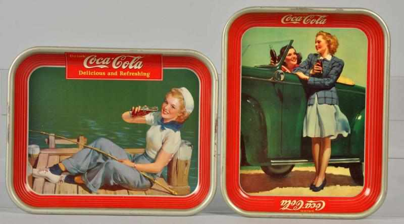 1940 1942 Coca Cola Serving Trays Small white paint flakes