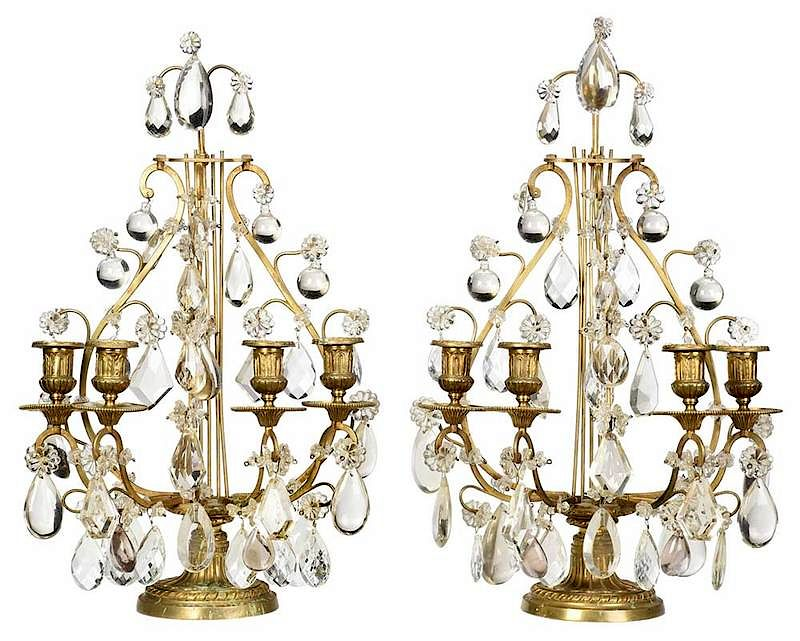Pair of Empire Style Gilt Bronze Candelabras Continental late 19th