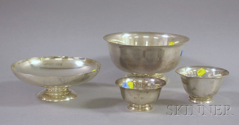 Four Sterling Bowls two Worden Munnis Revere type bowls and