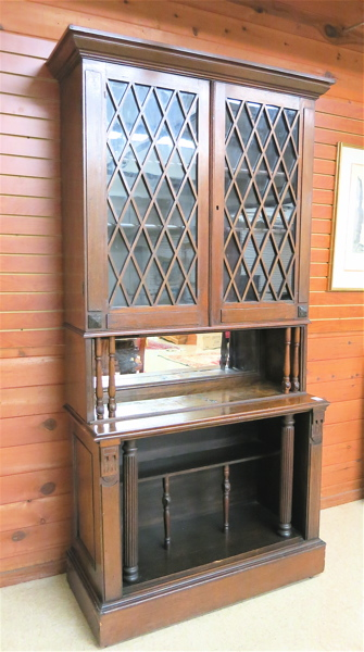 VICTORIAN WALNUT CABINET ON CABINET American 19th century the top