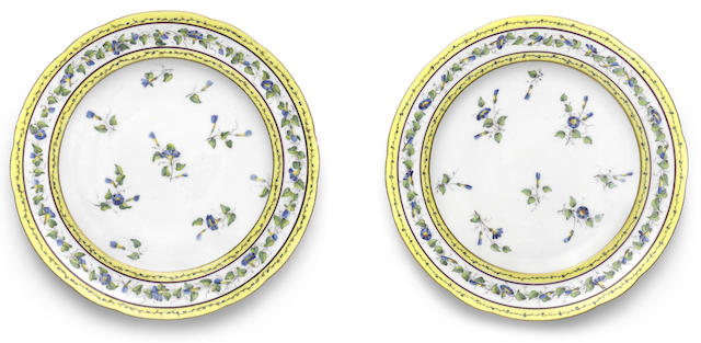 A pair of S vres plates circa 1788 Painted by