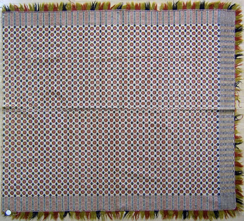 Two overshot geometric coverlets ca 1840 90 x 79 and