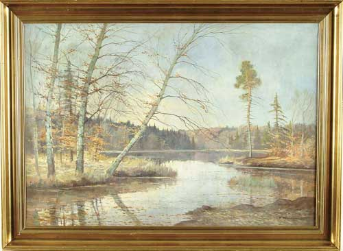 SIGNED American School 20th Century LATE FALL IN NEW ENGLAND