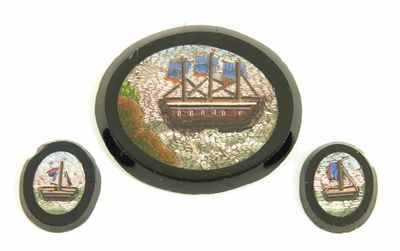A late 19th century Italian micro mosaic oval panel depicting