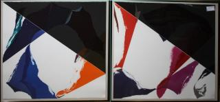 David E Yust American 1939 Alpha Incursion dyptich lithograph on