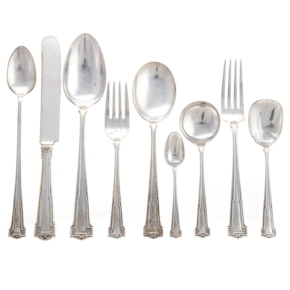 R Wallace Sons Sterling Dauphine Flatware including 12 dinner knives