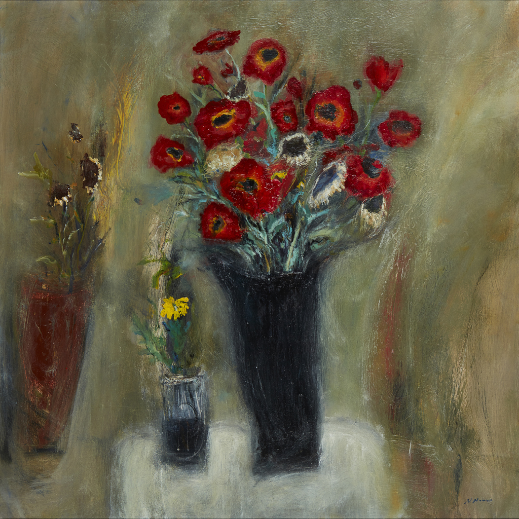 NAEL HANNA IRAQI SCOTTISH B 1959 POPPIES IN A BLACK