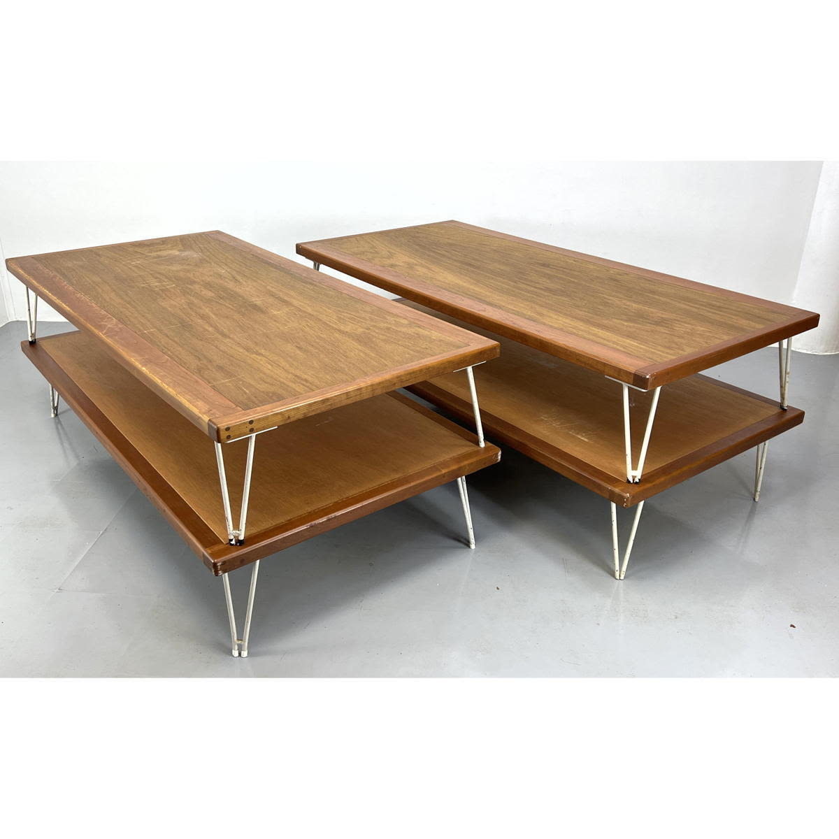 4pc mid century modern bed platforms Iron Legs Painted White