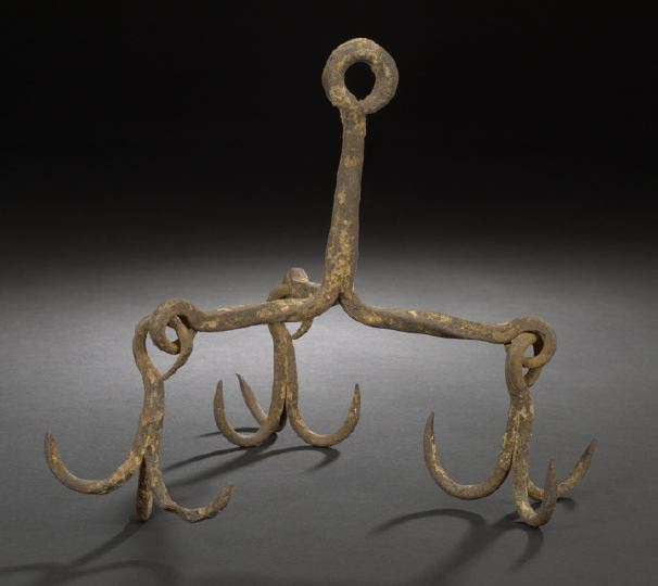 French Provincial Iron Game Hook late 18th century with three