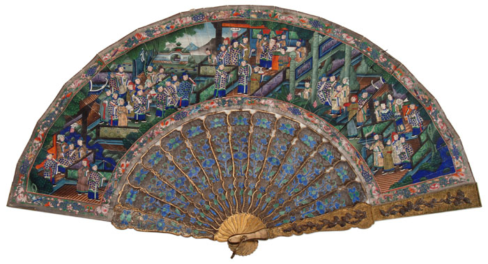 Chinese Export Folding Fan Chinese 18th century brass framed sticks
