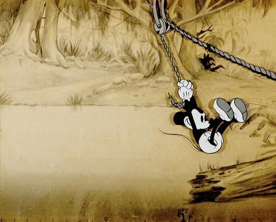 Disney Studios cel of black and white Mickey Mouse circa