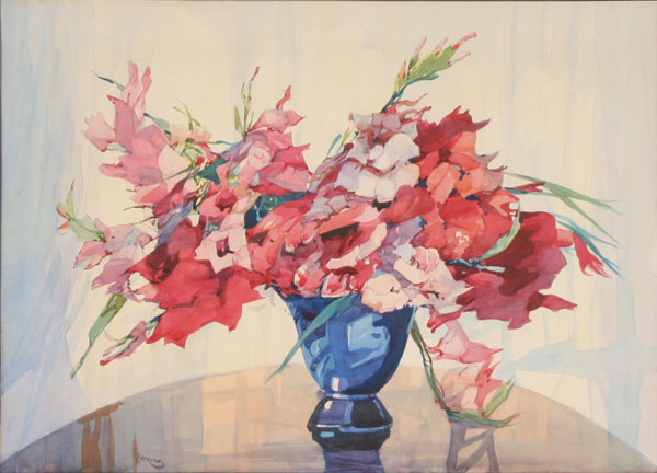John Zwara Hungarian American 1880 1951 floral still life watercolor