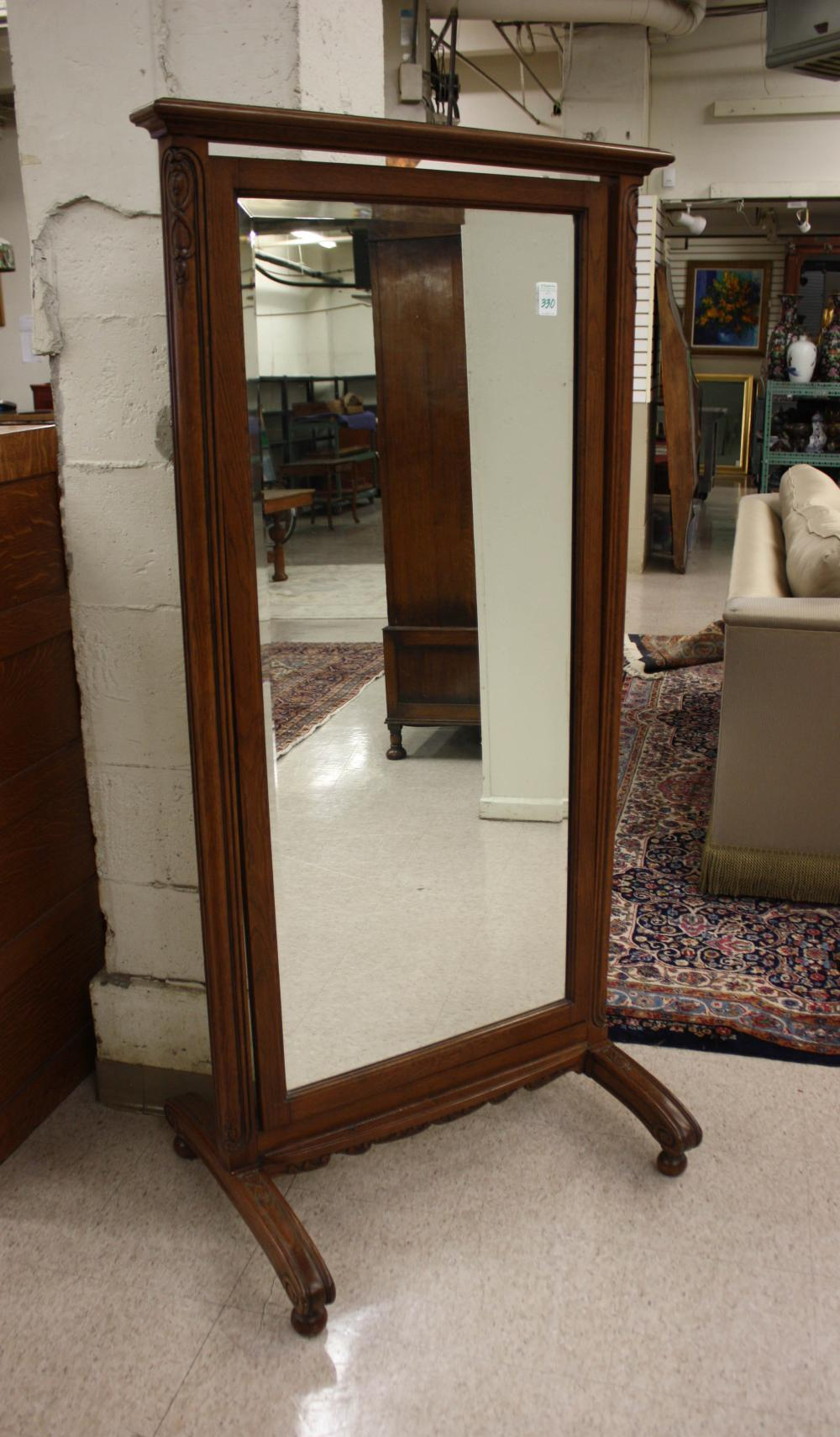 AN OAK FRAMED CHEVAL MIRROR Flemish Region northern Belgium early