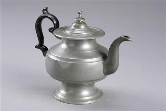 PEWTER TEAPOT Touch for Roswell Gleason Dorchester Massachusetts ca 1822