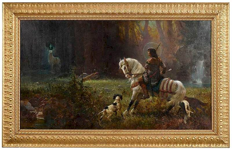 Hans Zatzka Austrian 1859 1949 The Vision of St Hubert