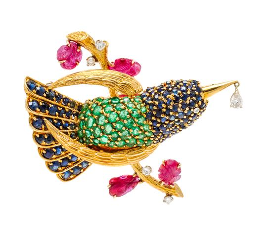 Sale 433 Lot 256 A Yellow Gold Diamond and Multigem