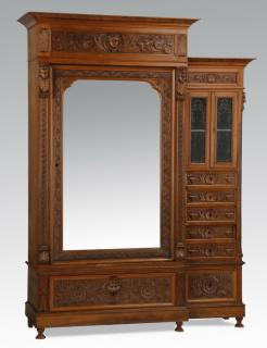 19th c carved walnut wardrobe 95 h Late 19th century