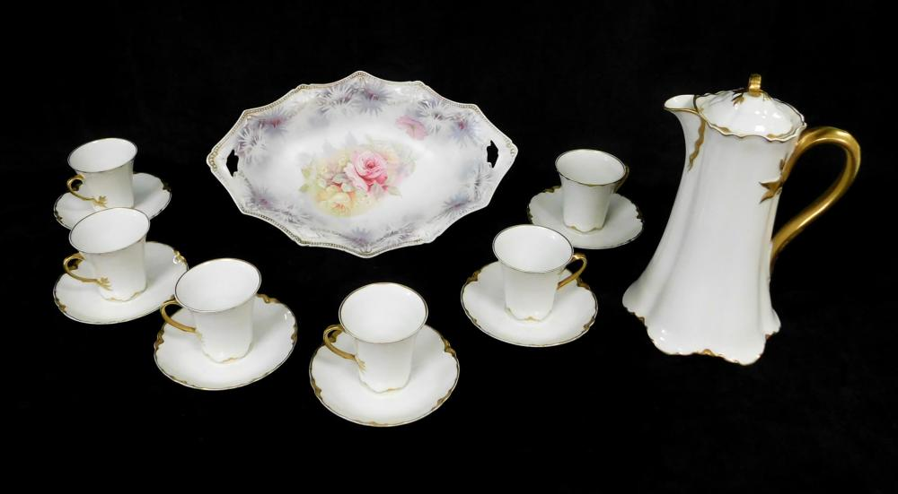 CHINA Haviland Limoges chocolate set and a R S Prussia