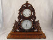 A late Victorian combined timepiece barometer and thermometer in mahogany