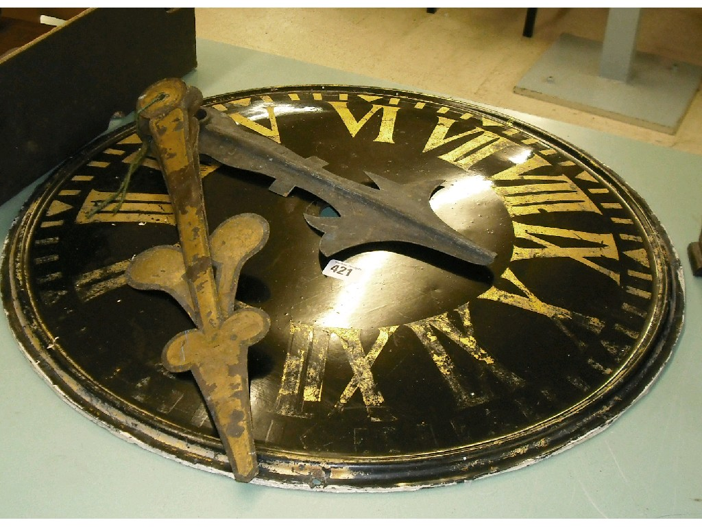 24 black turret clock dial gilded with Roman numerals with