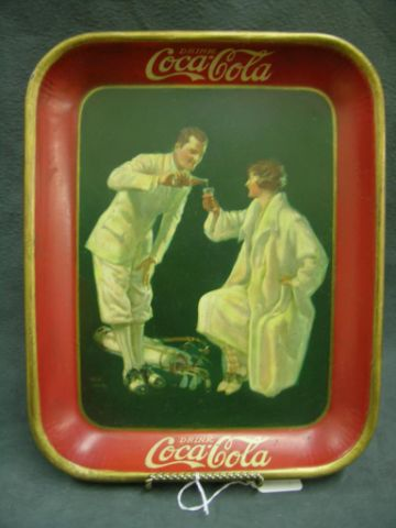 Original 1926 Coke tray depicting Golfers artist Fred Milen some