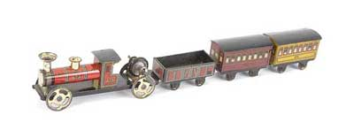 Carette c 1905 Pennytoy style Train Set consisting of tinplate